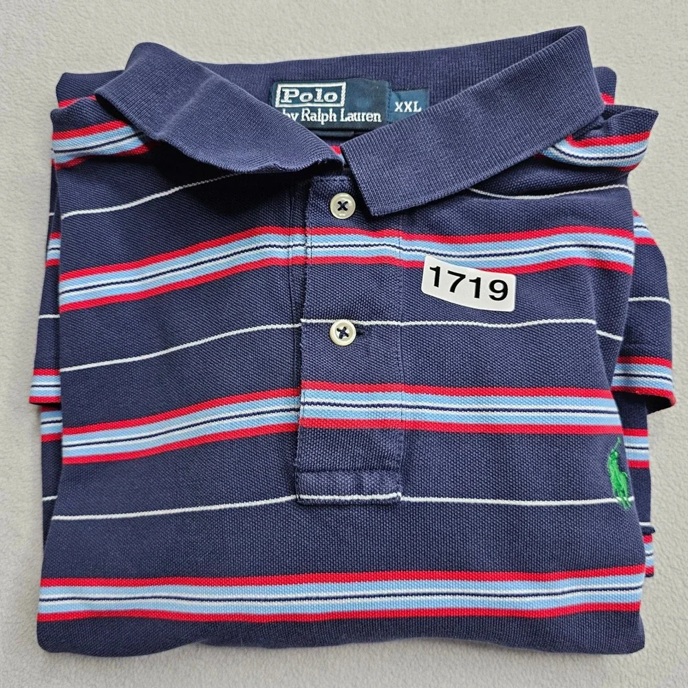 Polo‎ Ralph Lauren Men's Polo Shirt Size XXL Classic Fit Blue Red Short Sleeve
